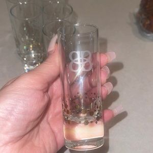 Set of 8 Baileys Irish Cream Shot 4” confetti shot glasses etched  gold dots